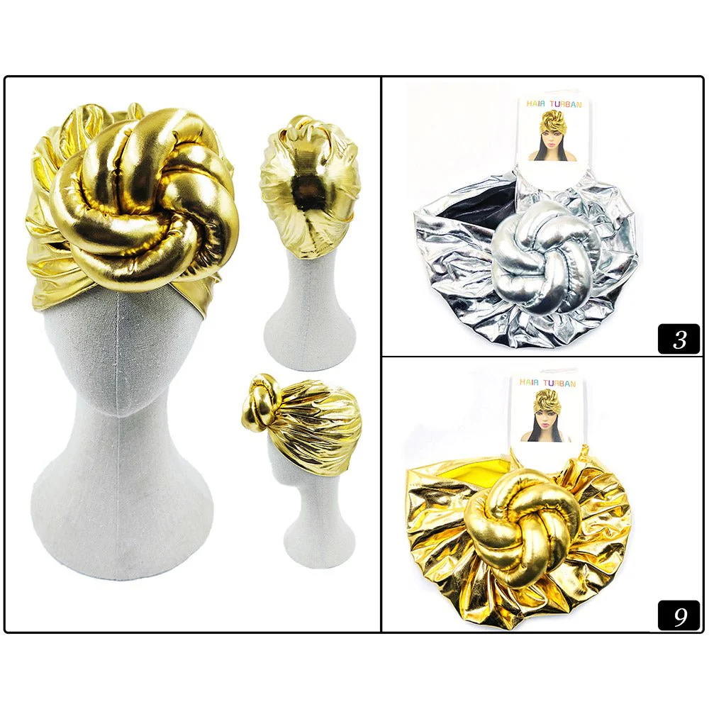 12PCS - Metallic Turban Hats - Image 2