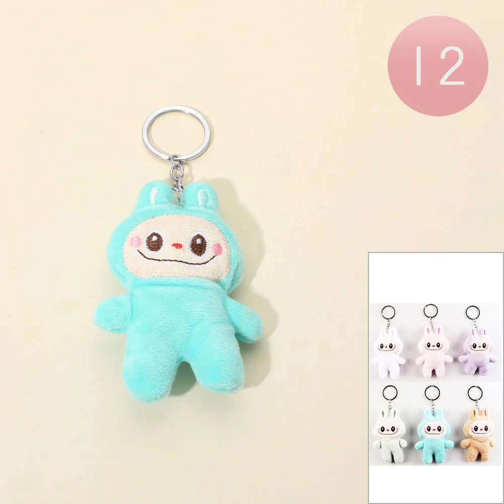 12PCS - Plush Bunny Monster Doll Keychains / Bag Charms