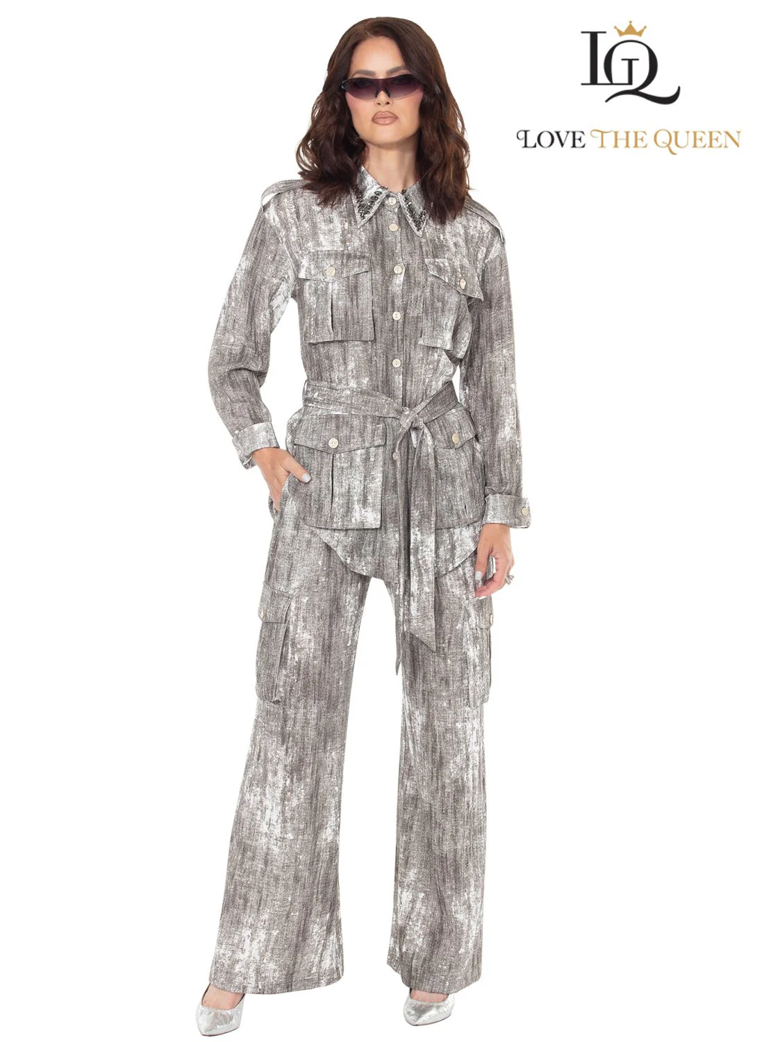 2pc. Top & Pant Set - Love The Queen. Style 17642 - Image 2