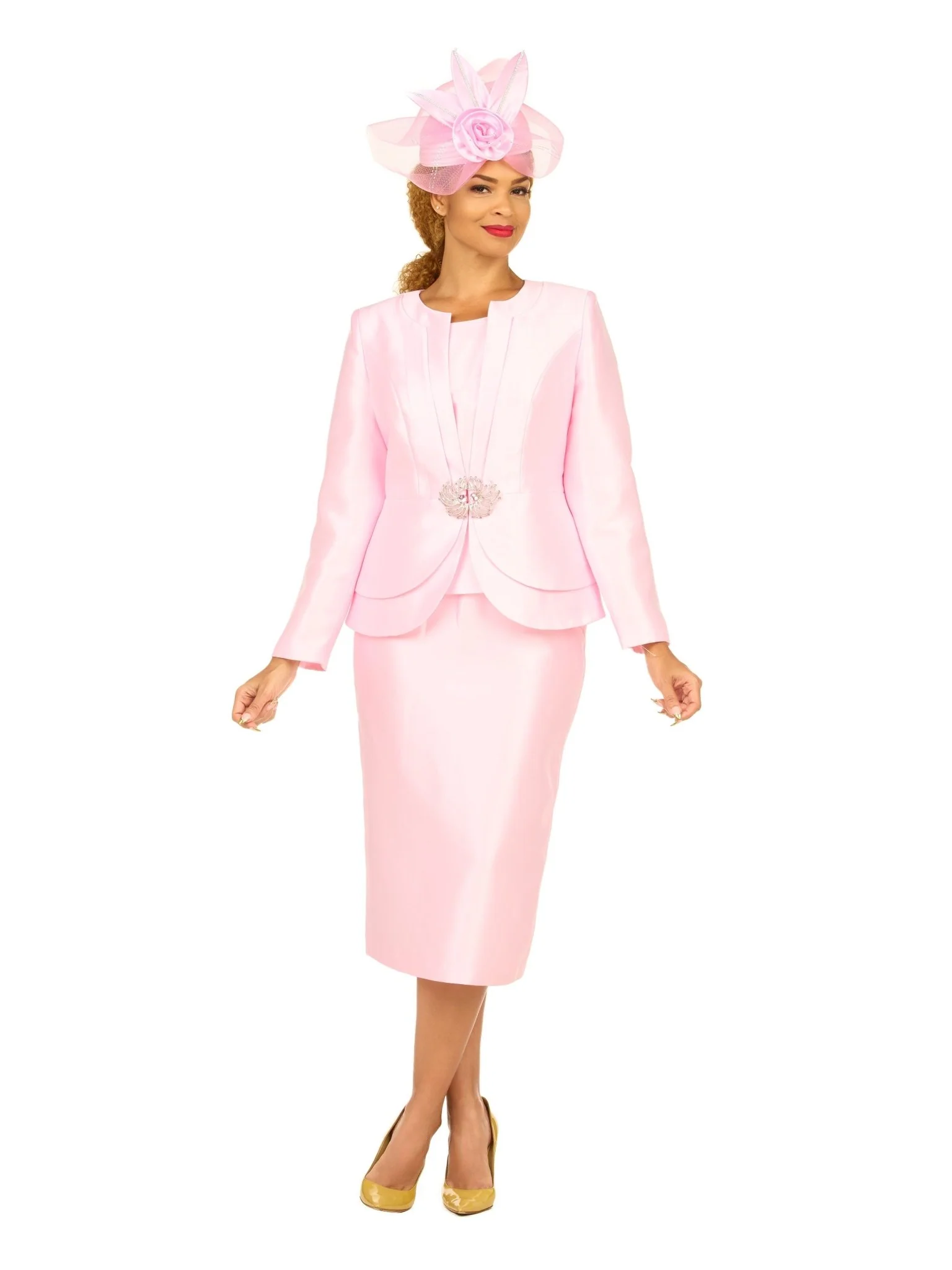 3pc Silky Twl Skt Suit w/ Layered Designs-Plus - Image 2