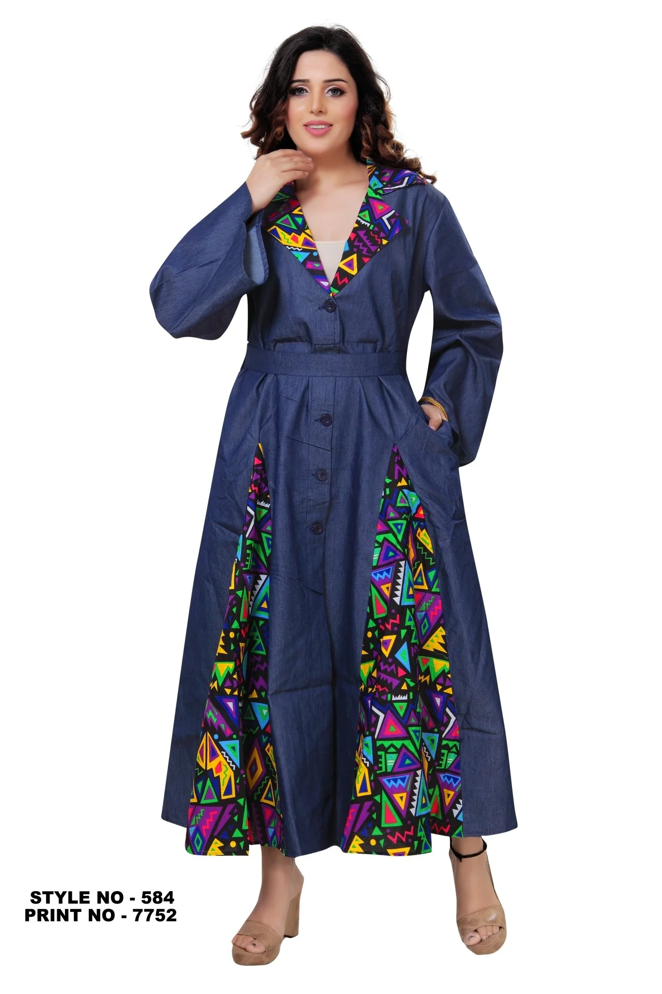 7752- Pop Of Color Denim Dress - Image 3