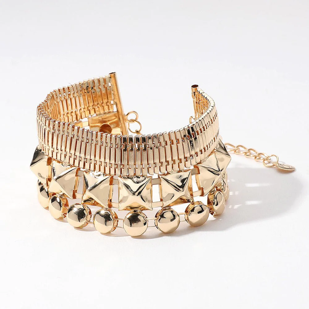 Abstract Metal Wide Bracelet - Image 2