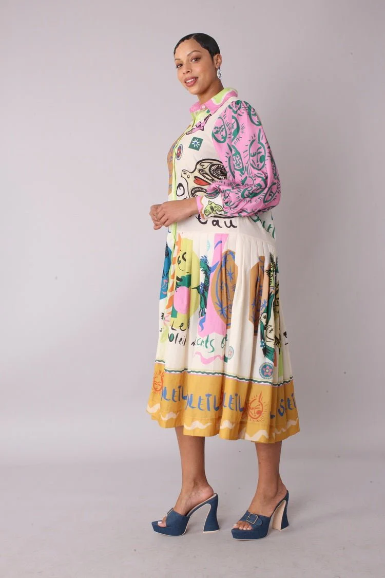Artistic Print Shirt Dress -82425 - Image 2