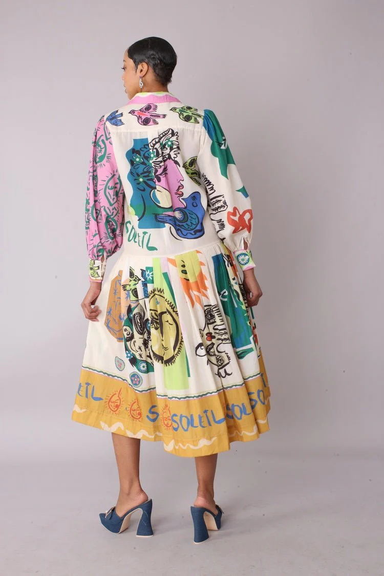 Artistic Print Shirt Dress -82425 - Image 3