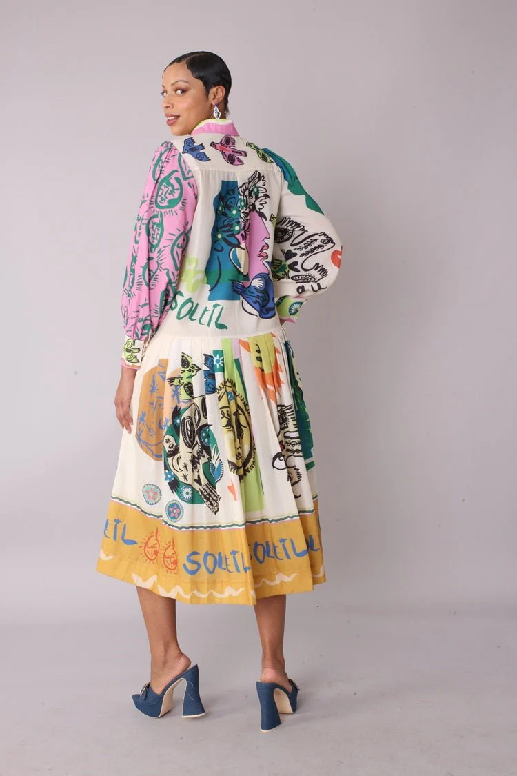 Artistic Print Shirt Dress -82425 - Image 4