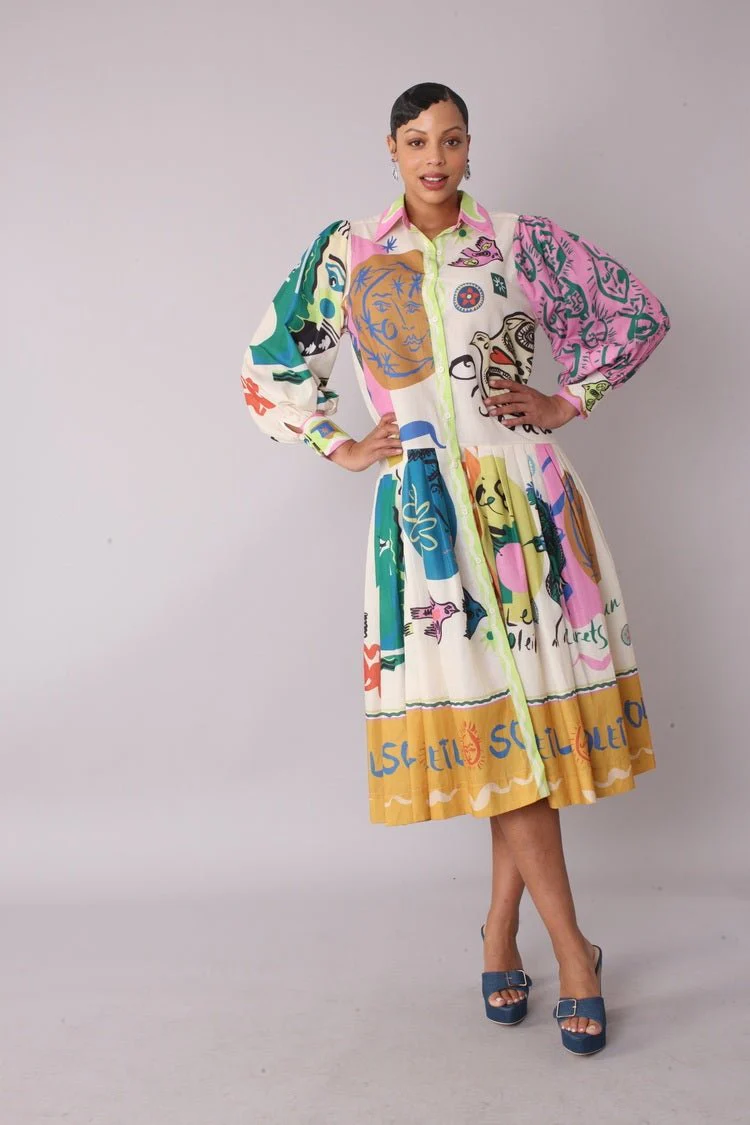 Artistic Print Shirt Dress -82425 - Image 5