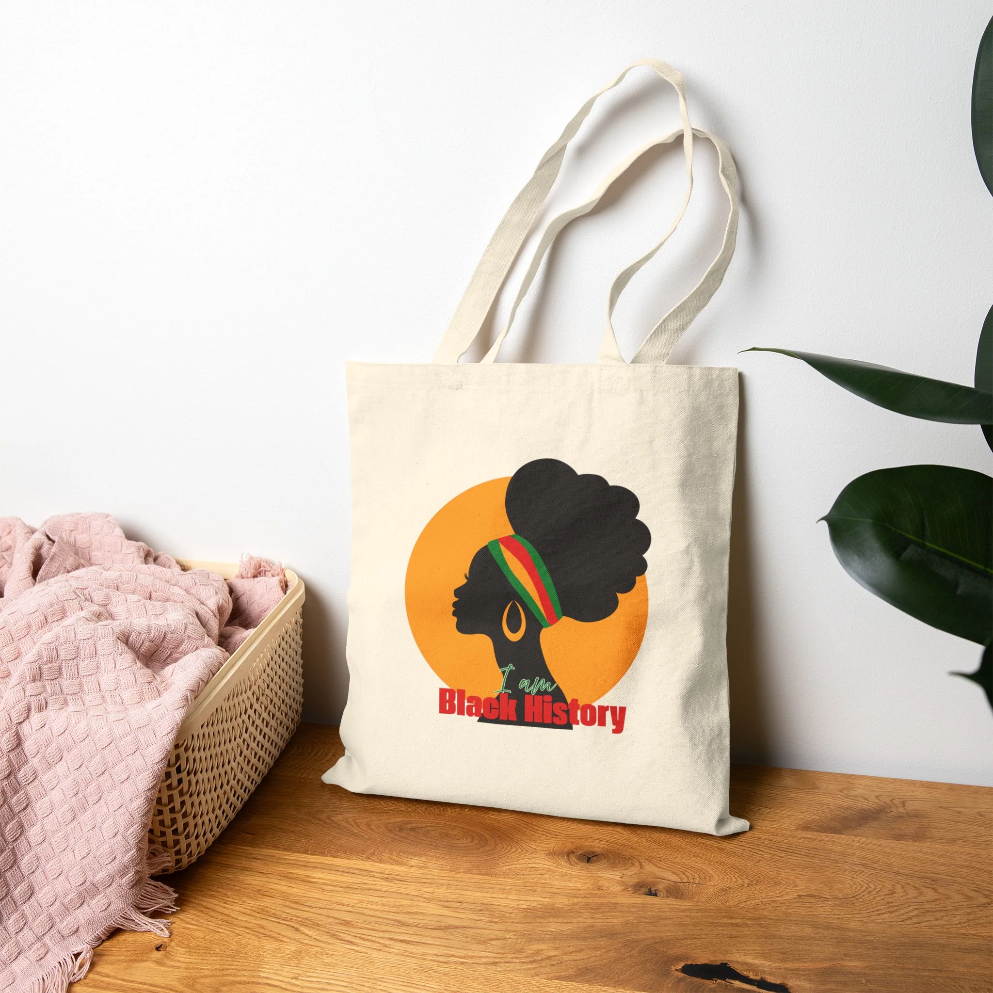 Black History Afro Silhouette Cotton Tote — Heritage Canvas Bag