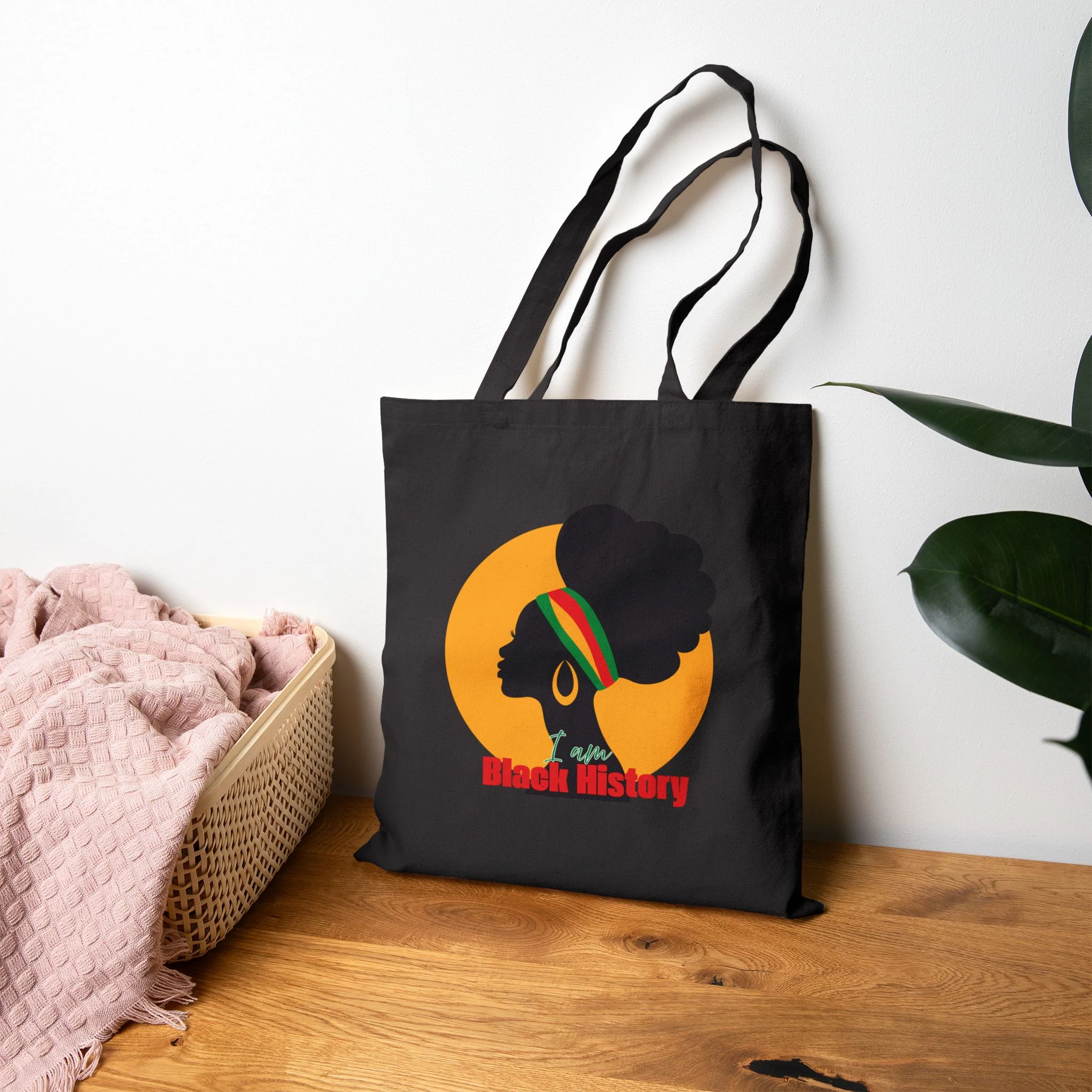 Black History Afro Silhouette Cotton Tote — Heritage Canvas Bag - Image 2
