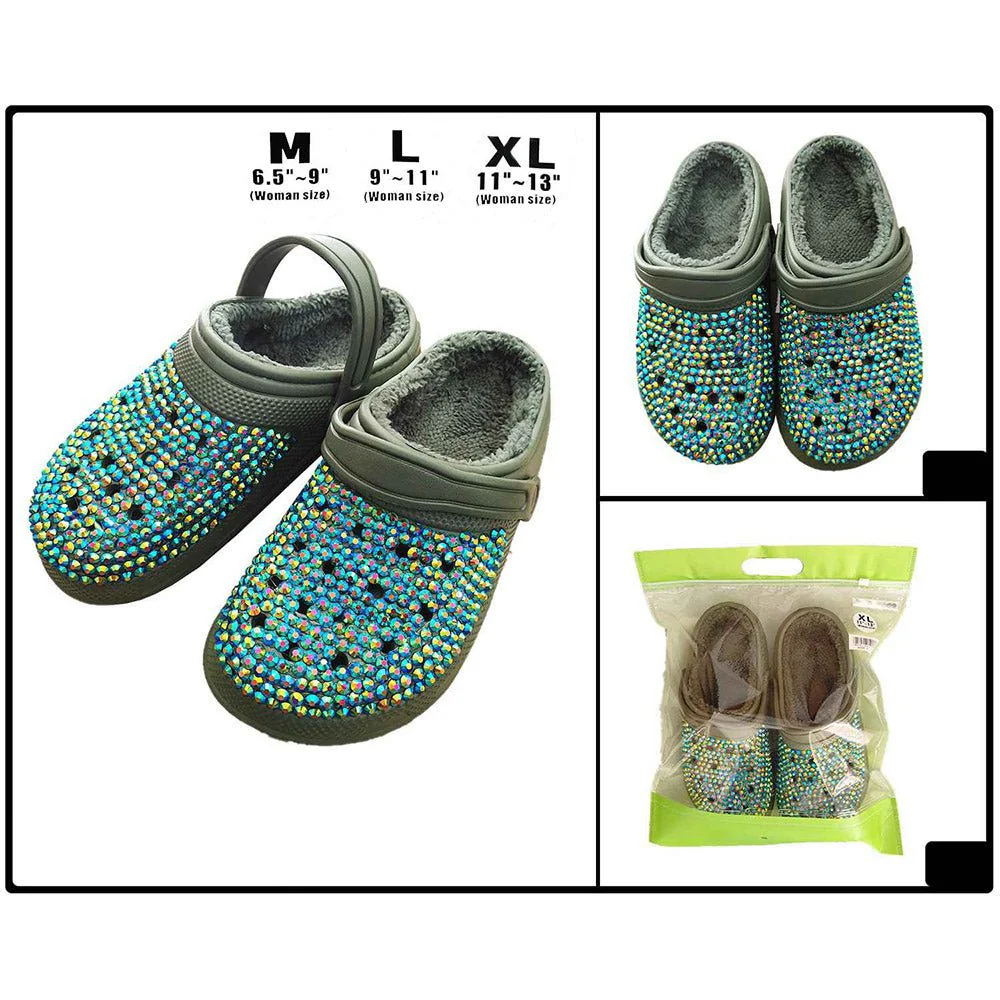 Bling Solid Faux Fur Rubber Sandals - Image 2