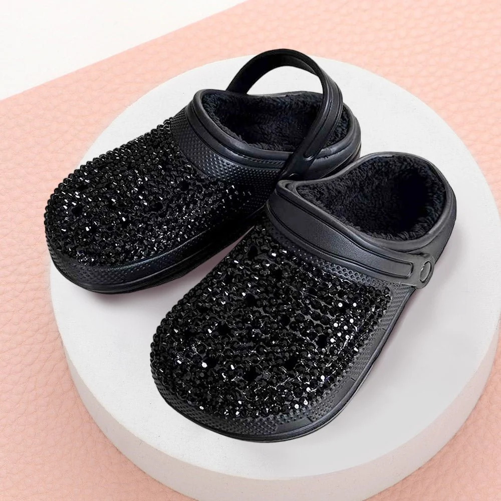 Bling Solid Faux Fur Rubber Sandals - Image 3