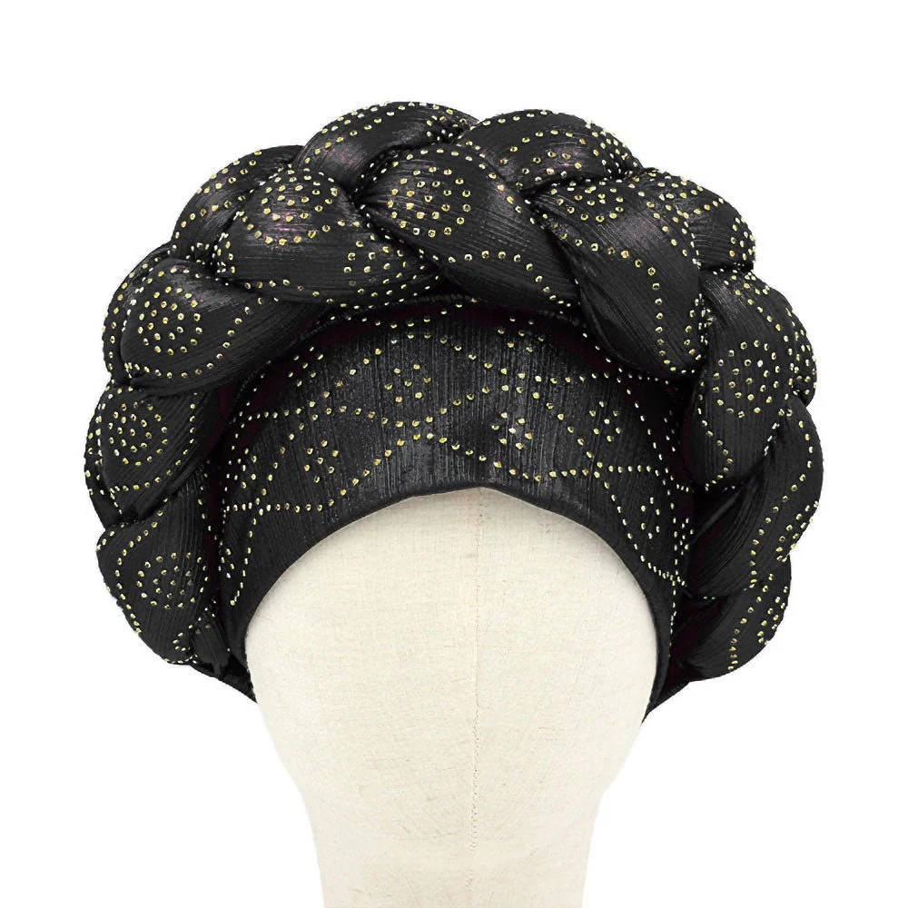 Bling Studded Braided Turban Hat - Image 3