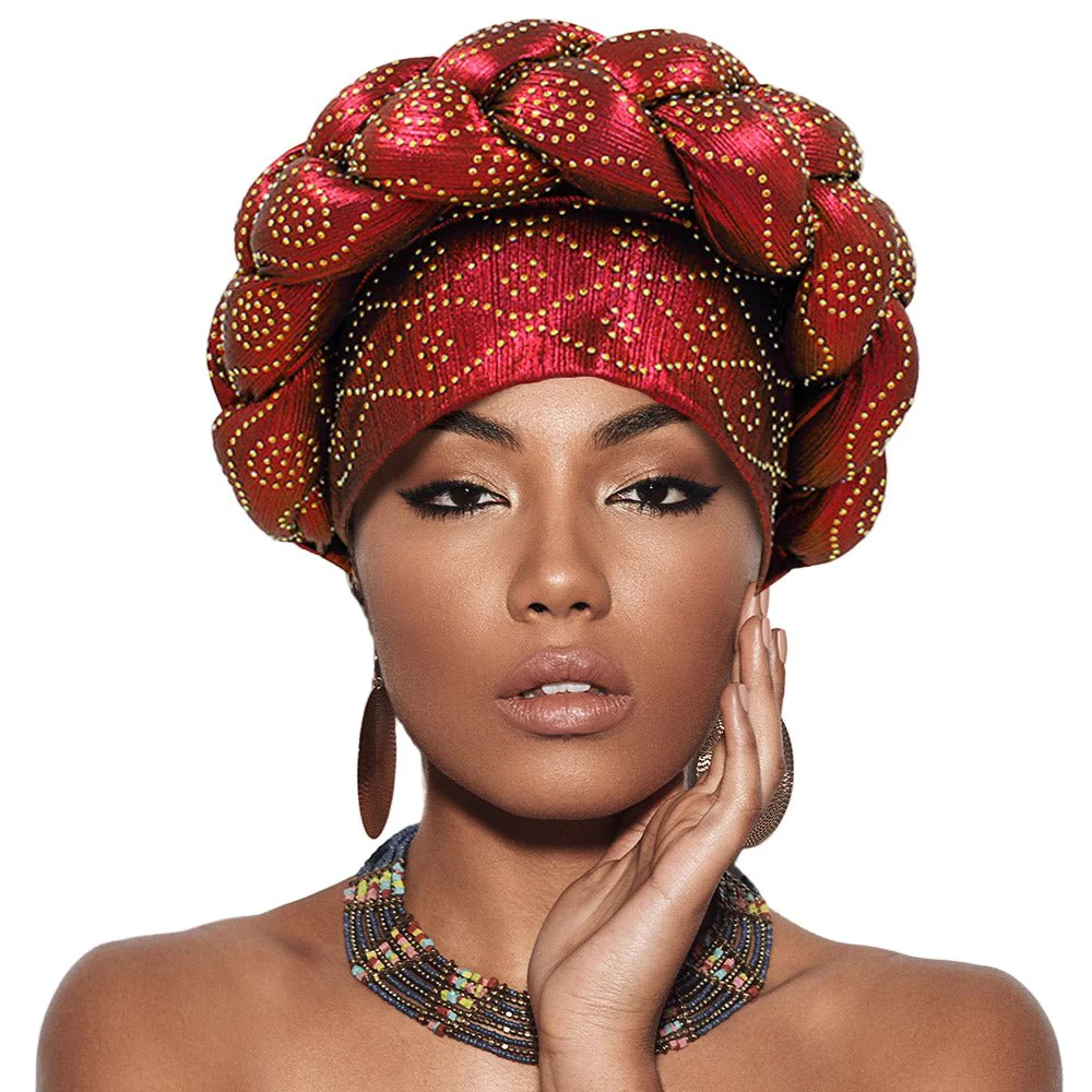 Bling Studded Braided Turban Hat - Image 4