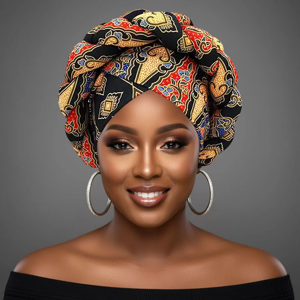 Bold Abstract Pattern Printed Turban Hair Wrap - Image 2