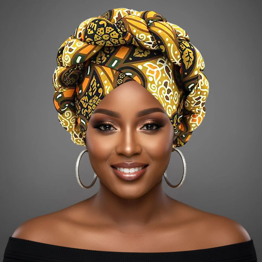 Bold Abstract Pattern Printed Turban Hair Wrap - Image 3