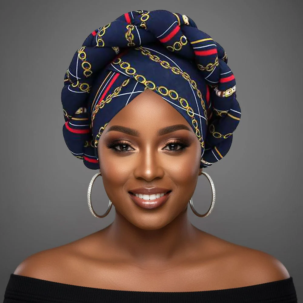 Bold Abstract Pattern Printed Turban Hair Wrap - Image 4