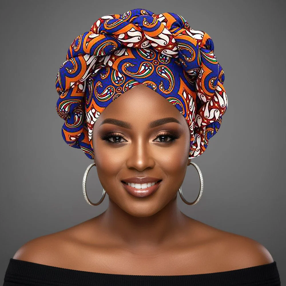 Bold Abstract Pattern Printed Turban Hair Wrap - Image 7
