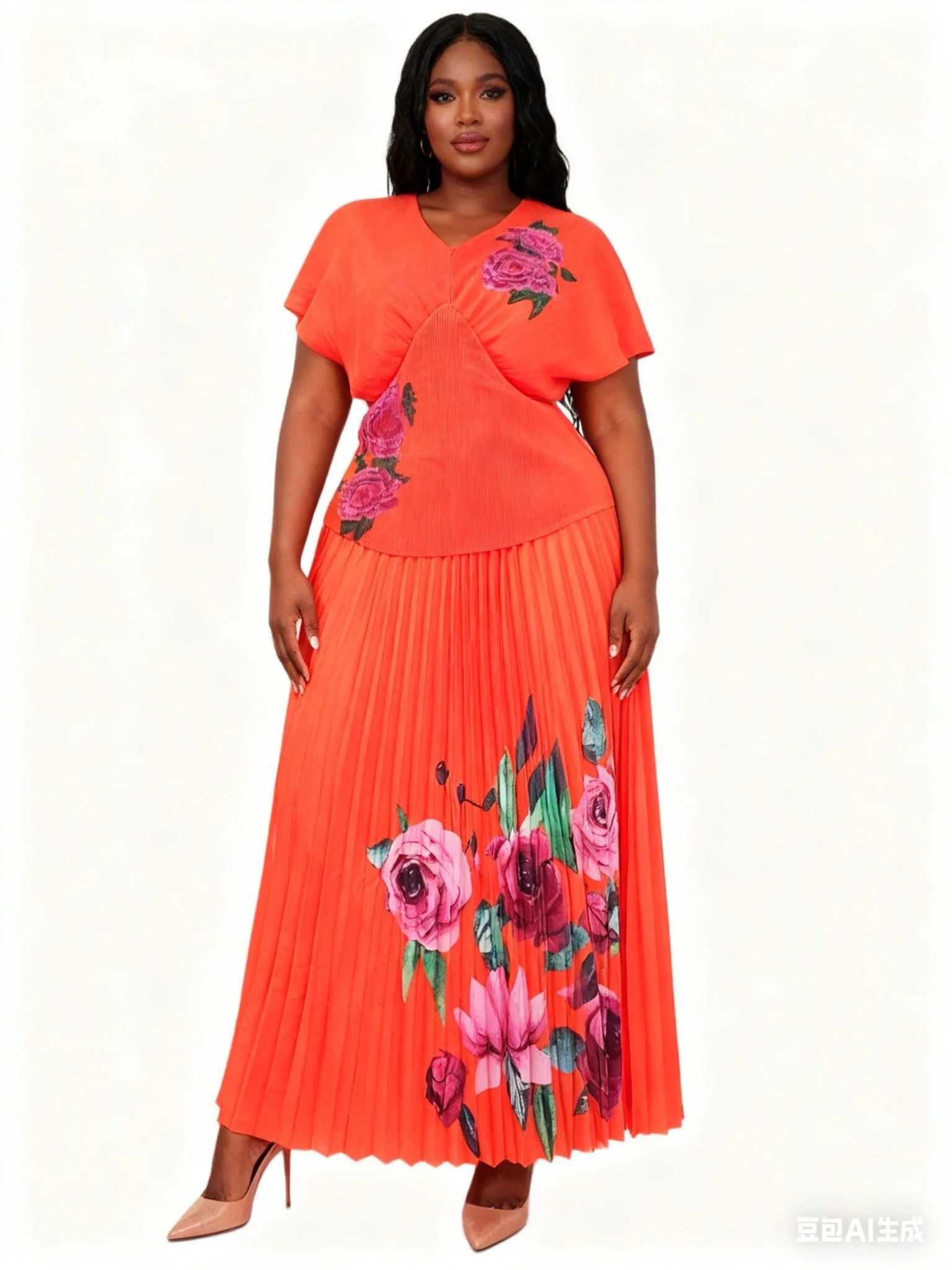 Botanical Elegance Pleated Skirt Set - 83025 - Image 2