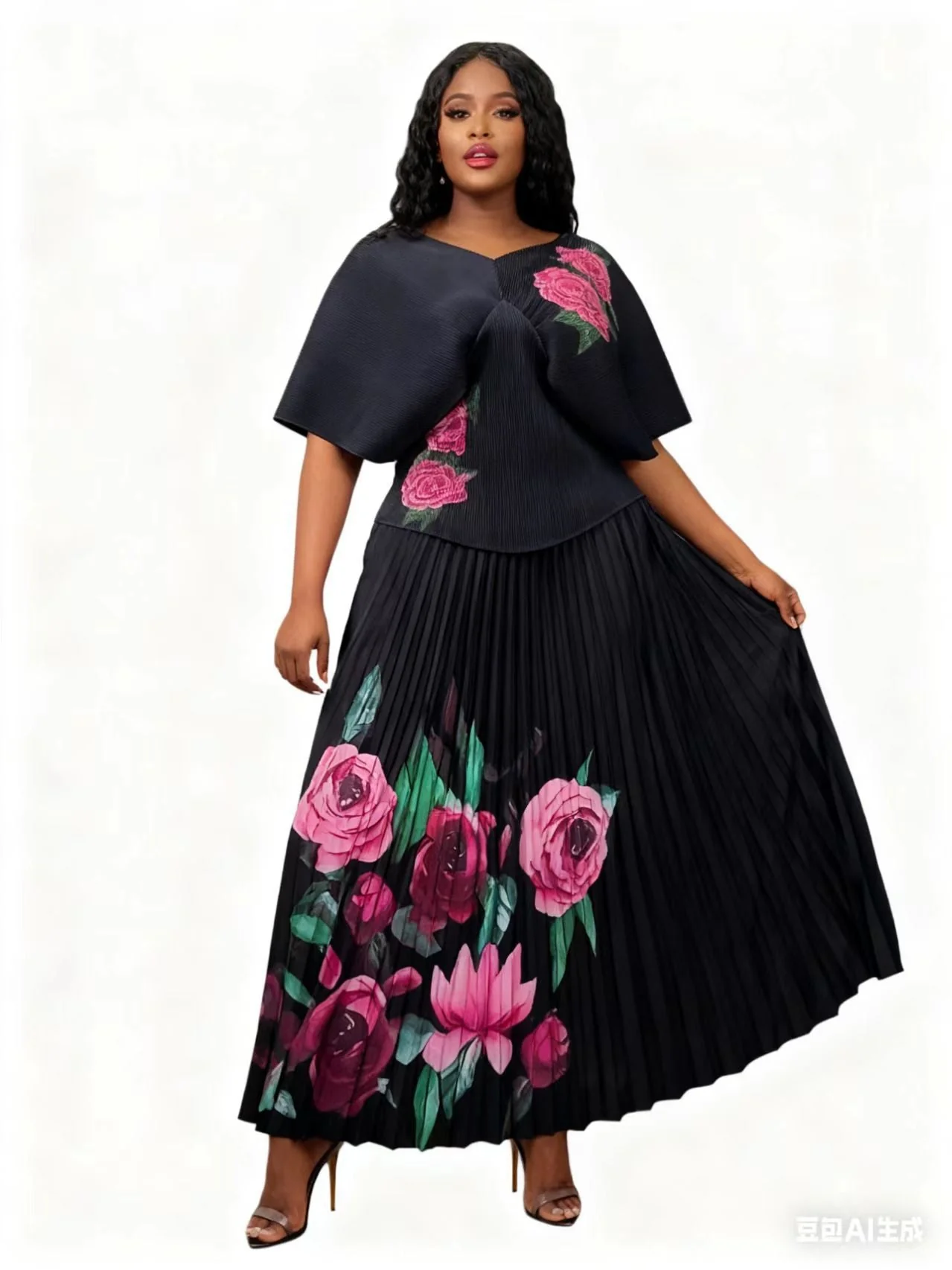 Botanical Elegance Pleated Skirt Set - 83025 - Image 3