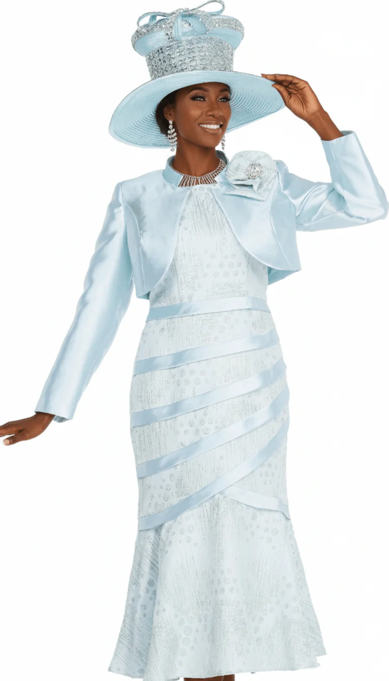 Champagne Italy 6107 Metallic Patterned Dress with Solid Bolero and Brooch - Image 3