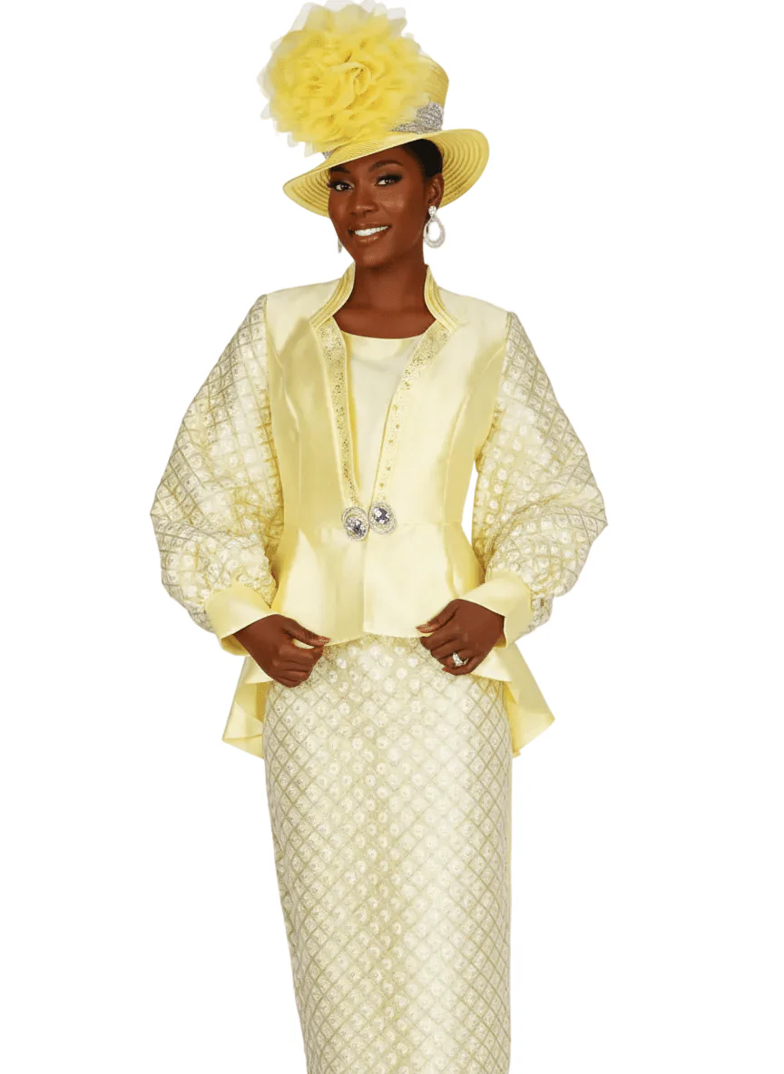 Champagne Italy 6202 Diamond Pattern Skirt Suit with Sparkle Trim Cami - Image 2