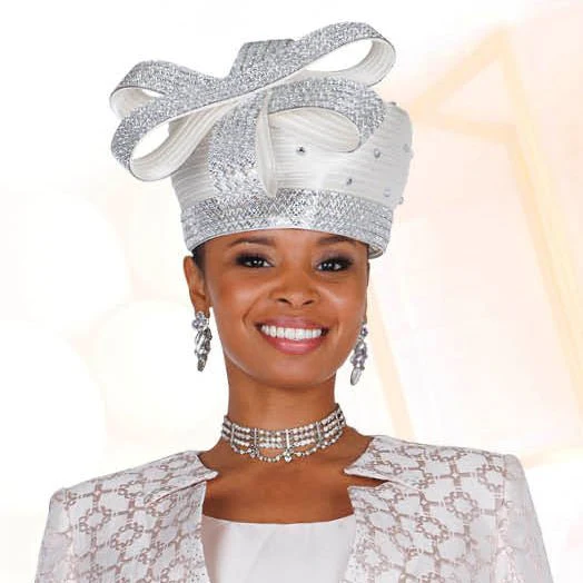 Champagne Italy Metallic Brocade Church Hat H6415