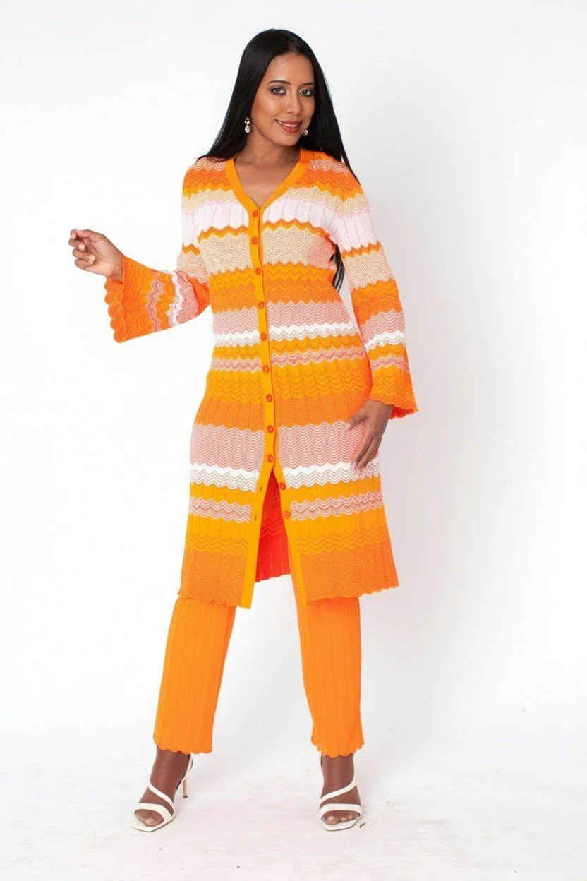 Chevron Knit Dress & Pant Set - 51013