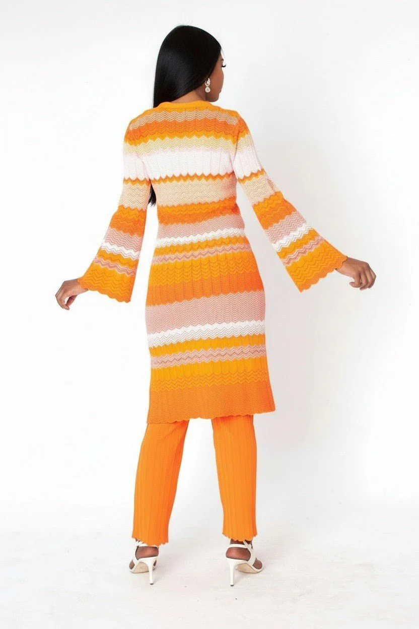 Chevron Knit Dress & Pant Set - 51013 - Image 2