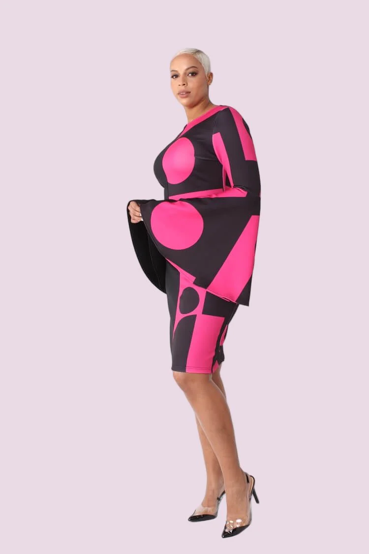Color Block Bell Sleeve Dress - 82062 - Image 8