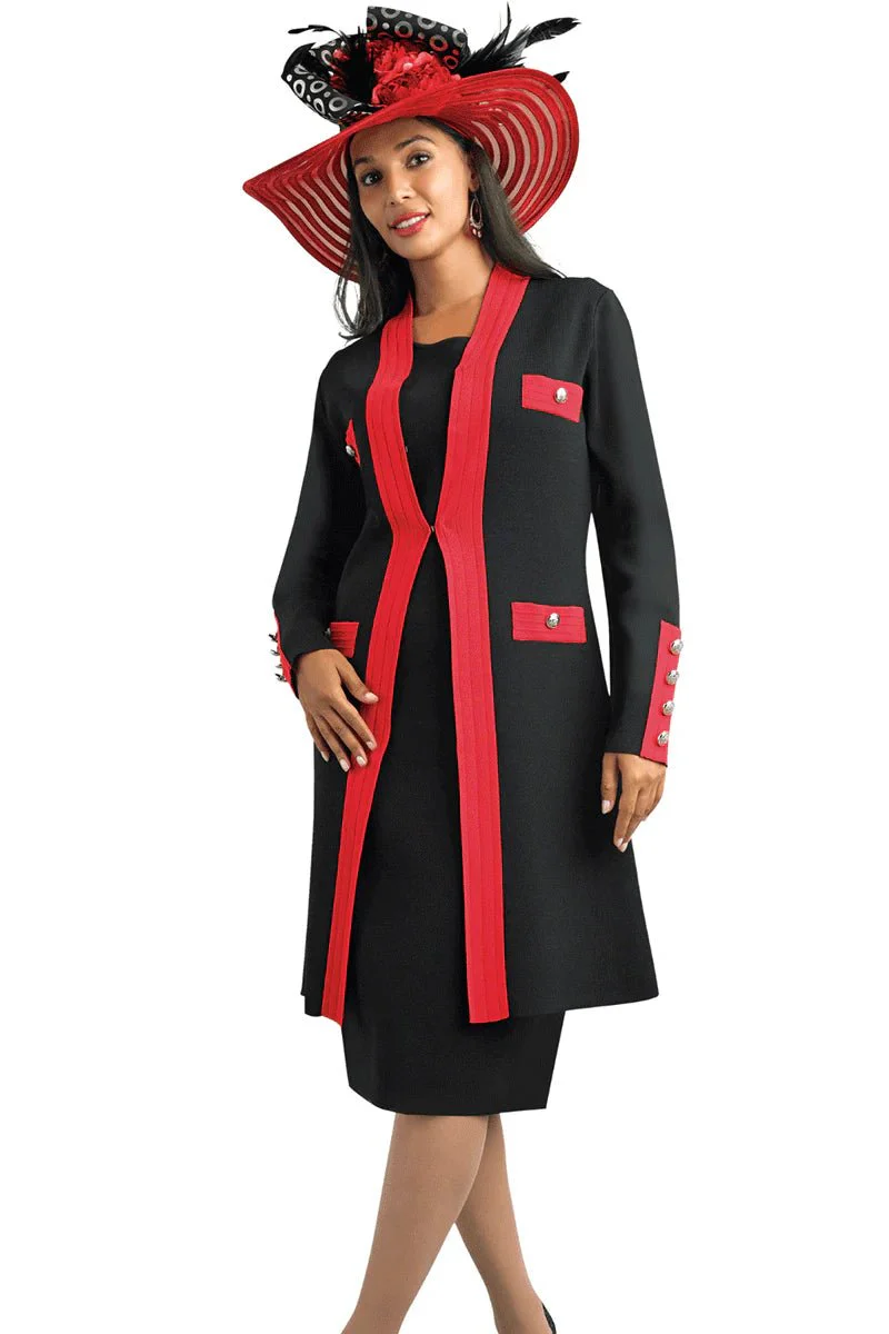 Contrast Trim Knit Longline Jacket & Sheath Dress Set by Lily & Taylor