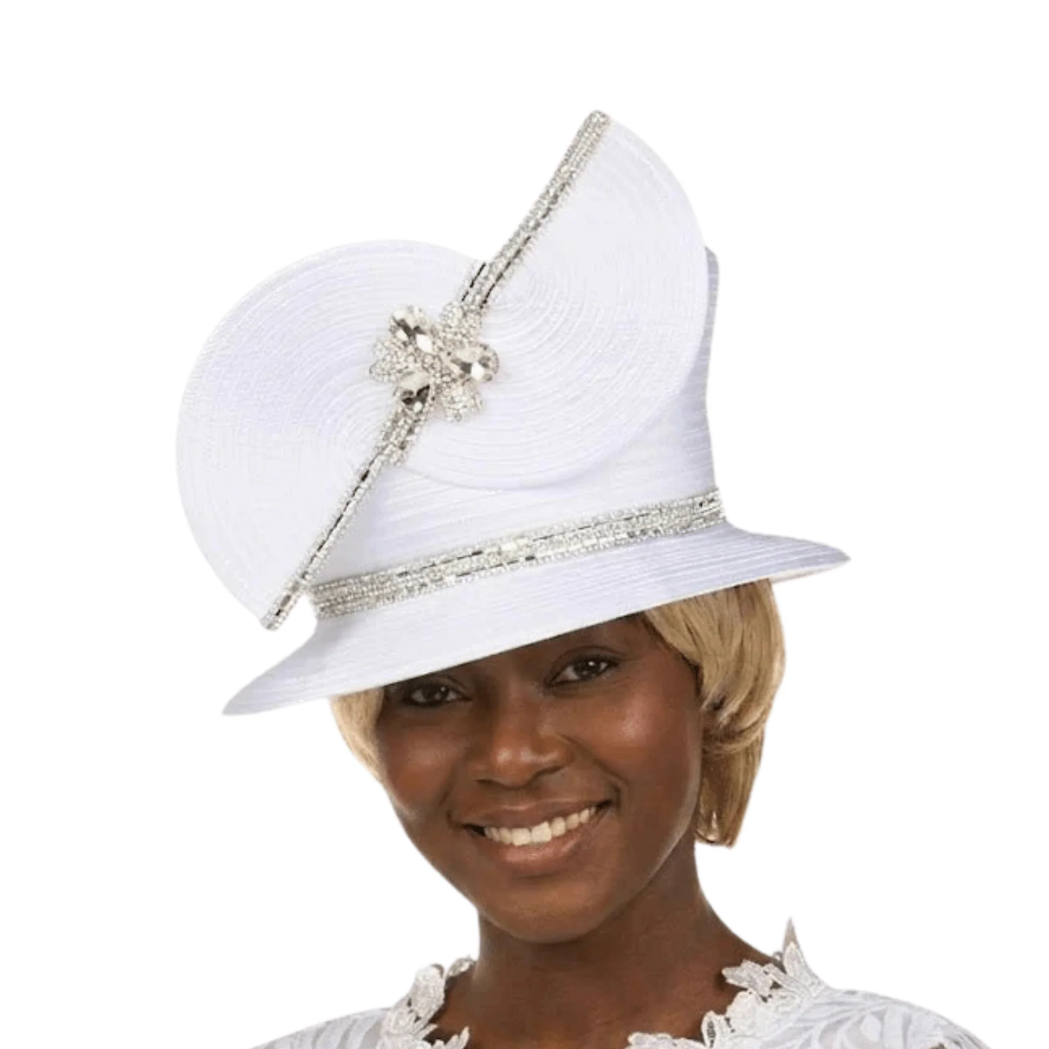 Couture Swirl Accent Jeweled Med Brim Hat - Image 2