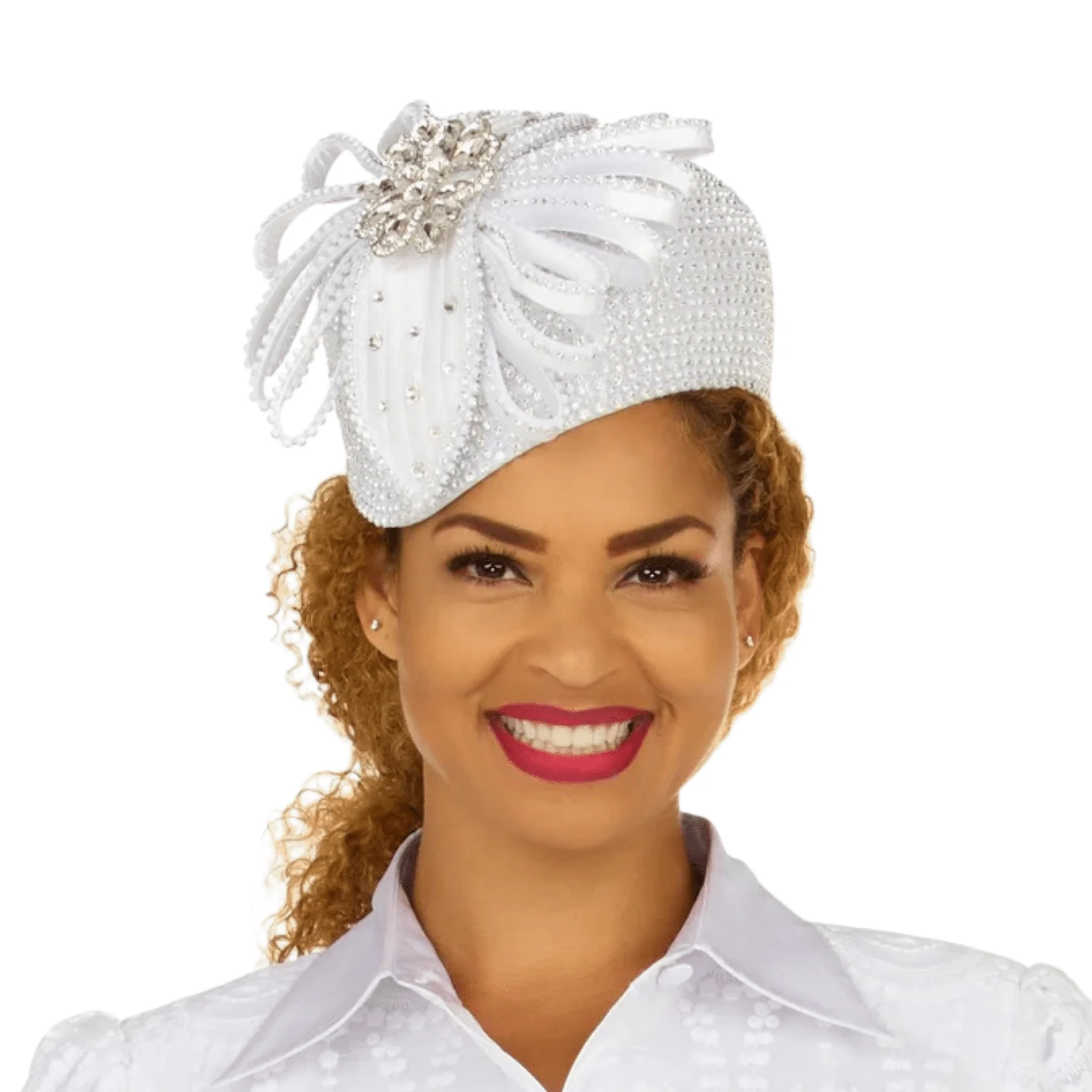 Crystal Bow Decorated Pillbox Hat