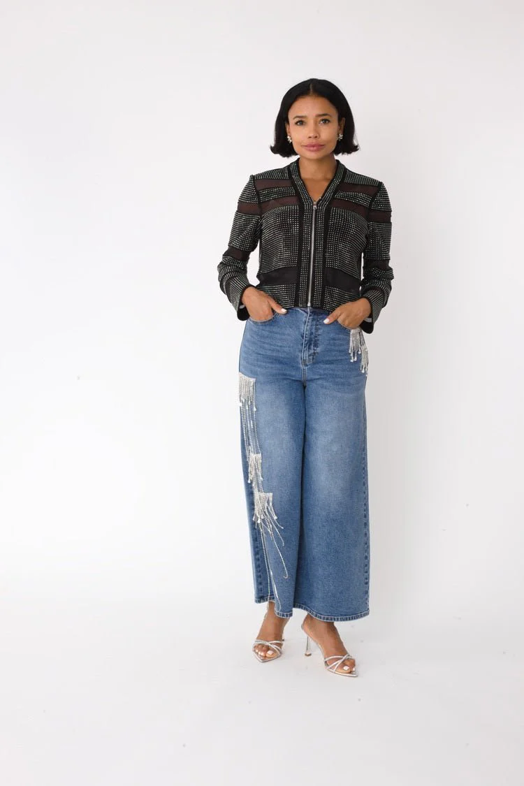Crystal Cascade Wide-Leg Denim -82513 - Image 3
