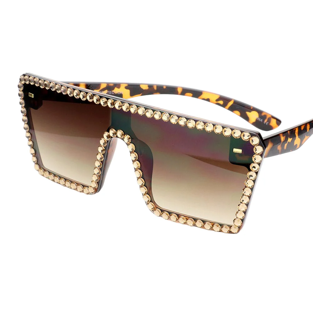 Crystal Embellished Detail Square Sunglasses - Image 2
