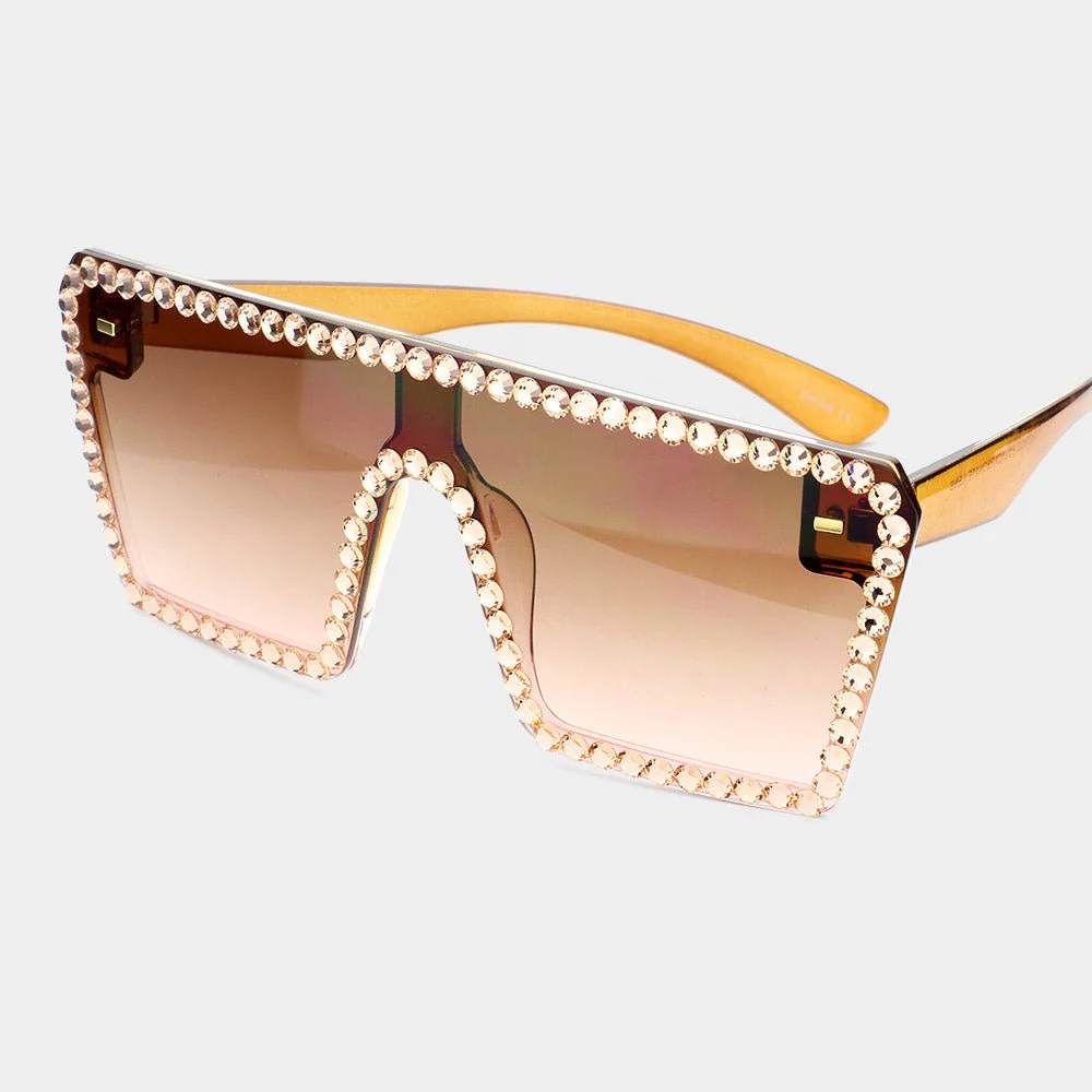 Crystal Embellished Detail Square Sunglasses - Image 4