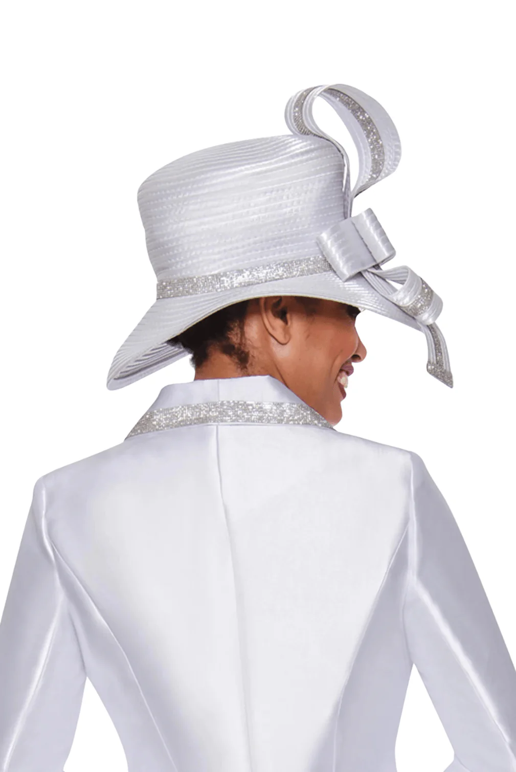 Rhinestone Trim Church Hat by Divine Apparel - Image 3