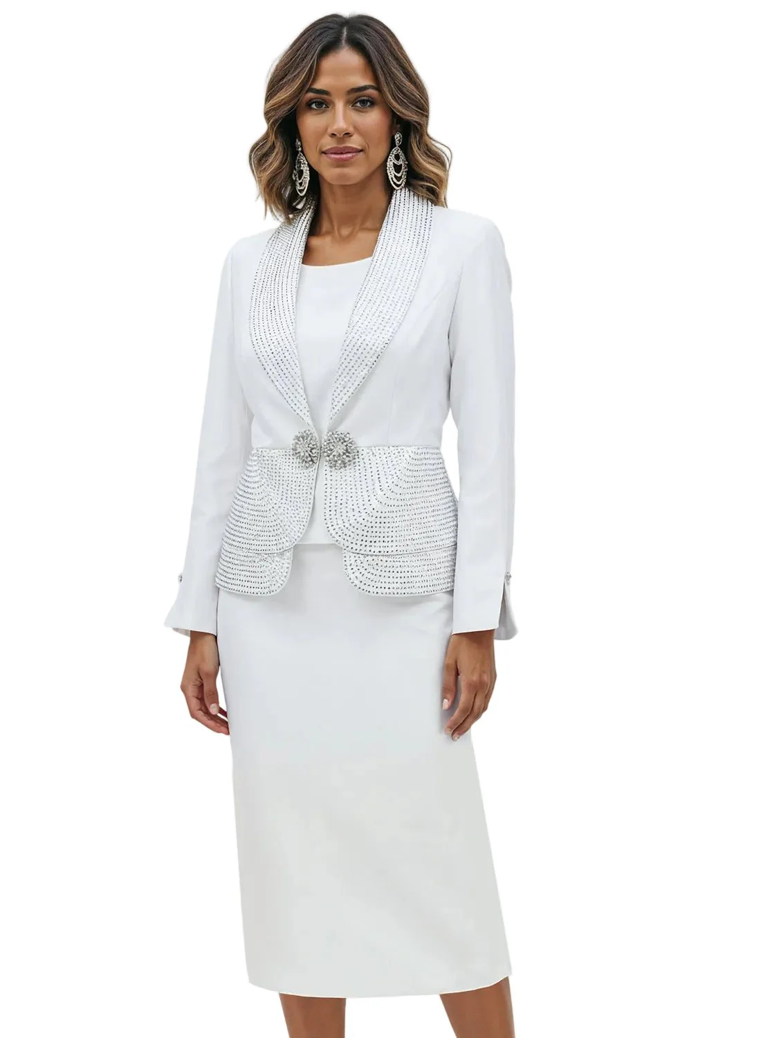 Rhinestone Peplum Skirt Suit by Donna Vinci - Image 2