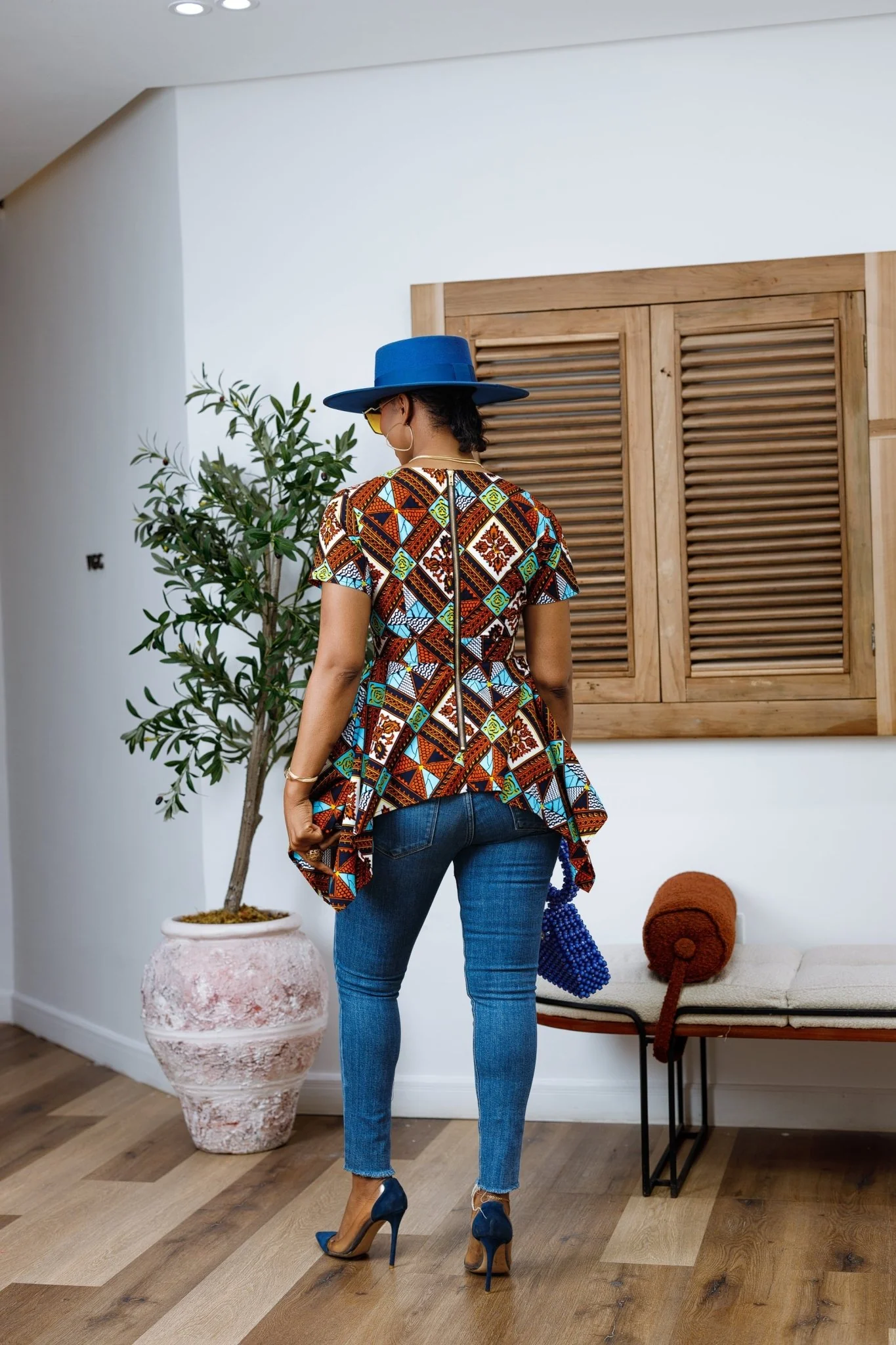 EBUN AFRICAN PRINT ASYMMETRIC PEPLUM TOP - Image 4