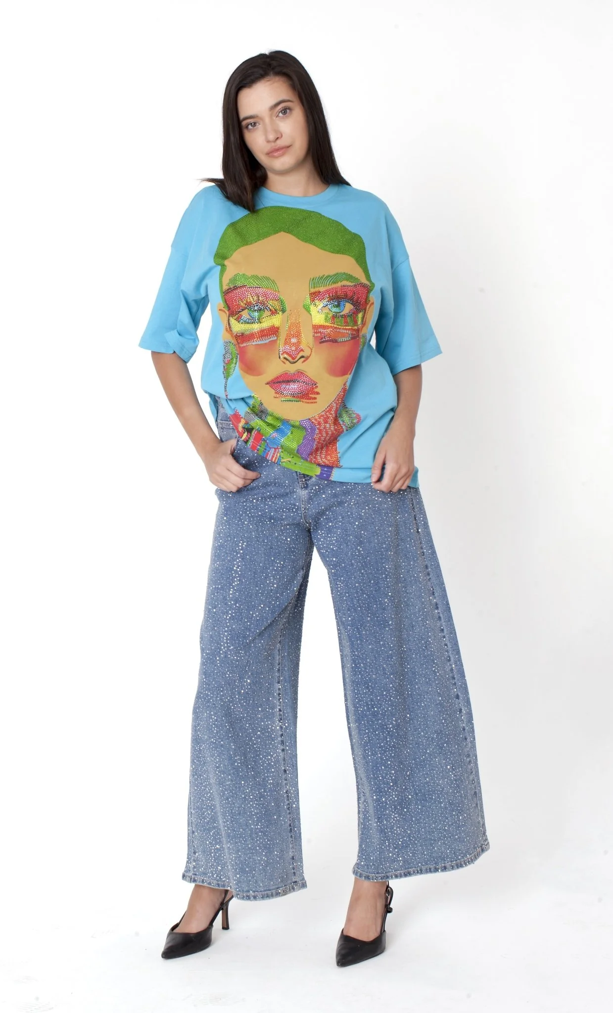Electric Portrait Rhinestone Tee - 83064 - Image 9