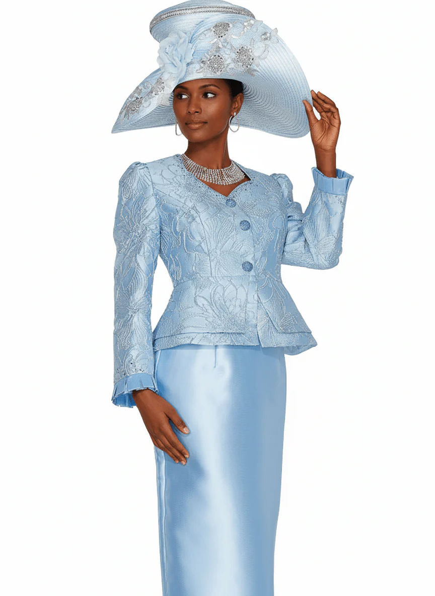 Elegant 2-Piece Jacquard Skirt Suit – Formal Occasion & Church Wear - 6263