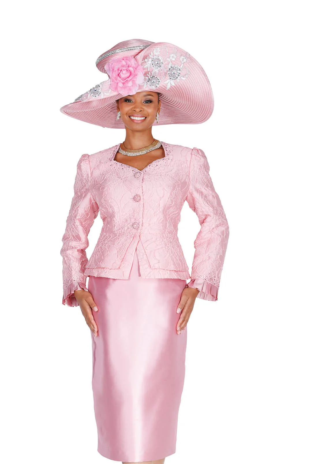 Elegant 2-Piece Jacquard Skirt Suit – Formal Occasion & Church Wear - 6263 - Image 2