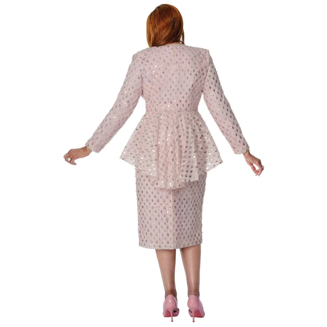 Elegant 2-Piece Sequin Peplum Skirt Suit with Rhinestone Brooch DCC310282 - Image 2