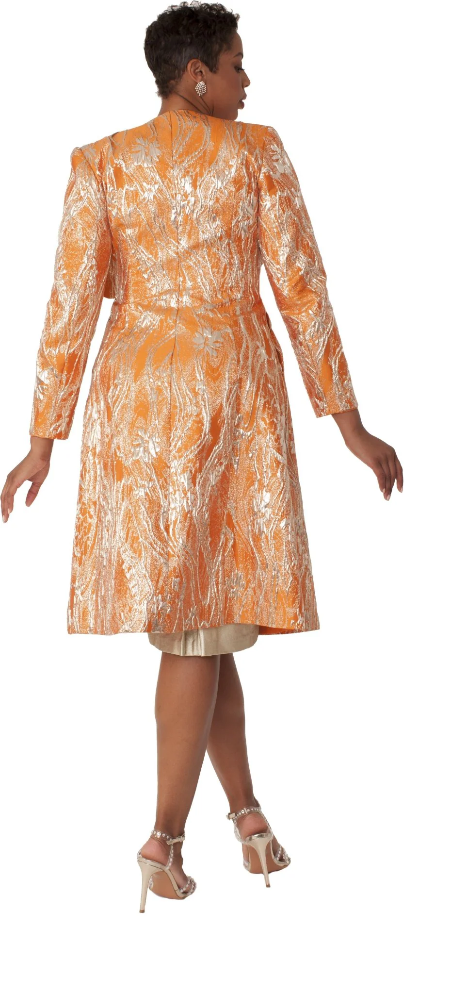 Elegant Brocade Dress with Matching Jackets - 4859 - Image 4