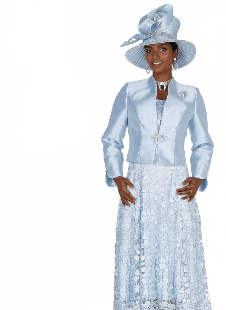 Elegant Floral Lace Tea-Length Dress with Matching Satin Bolero Jacket 6261