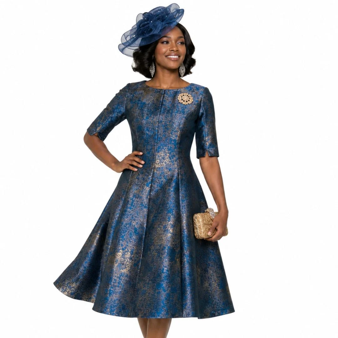 Elegant Jacquard A-Line Midi Dress by Lily & Taylor - Image 2