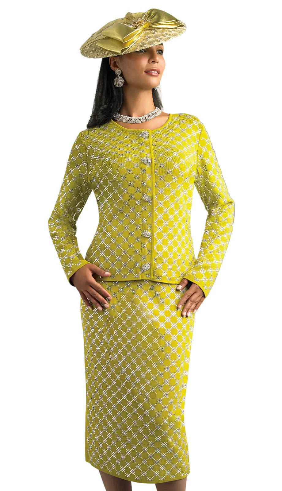 Elegant Lattice Knit Skirt Suit by Lily & Taylor