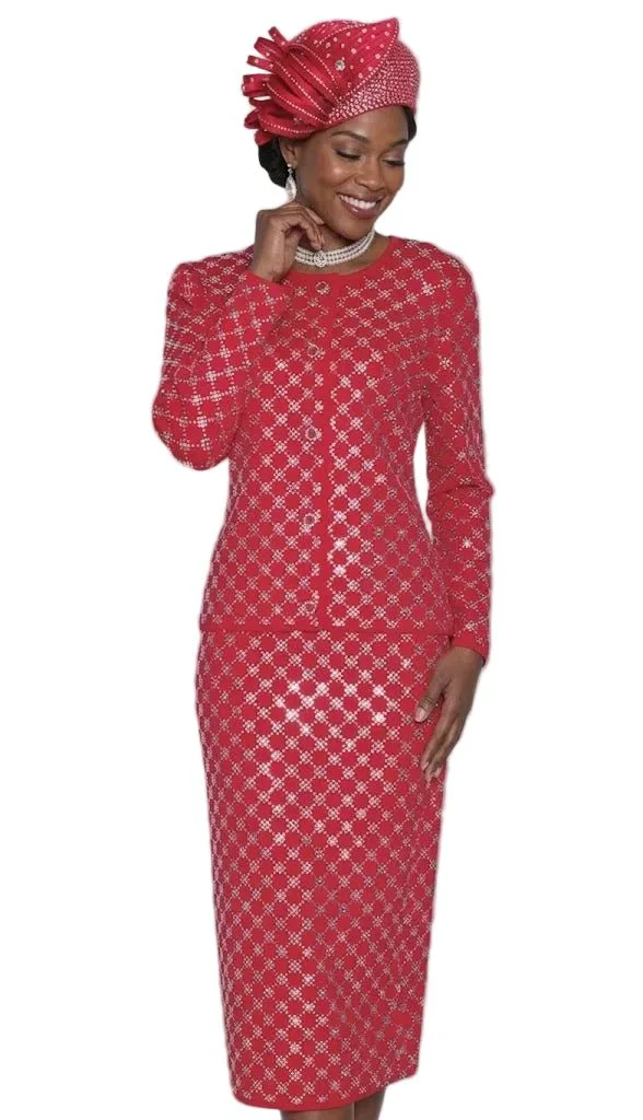 Elegant Lattice Knit Skirt Suit by Lily & Taylor - Image 2