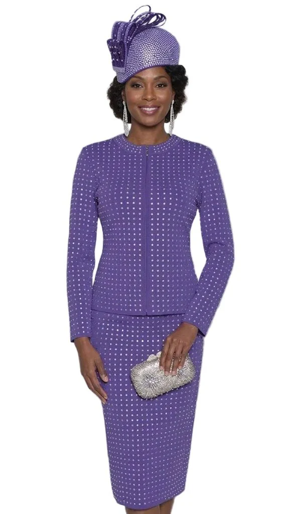 Elegant Rhinestone-Embellished Knit Suit by Lily & Taylor - Image 2