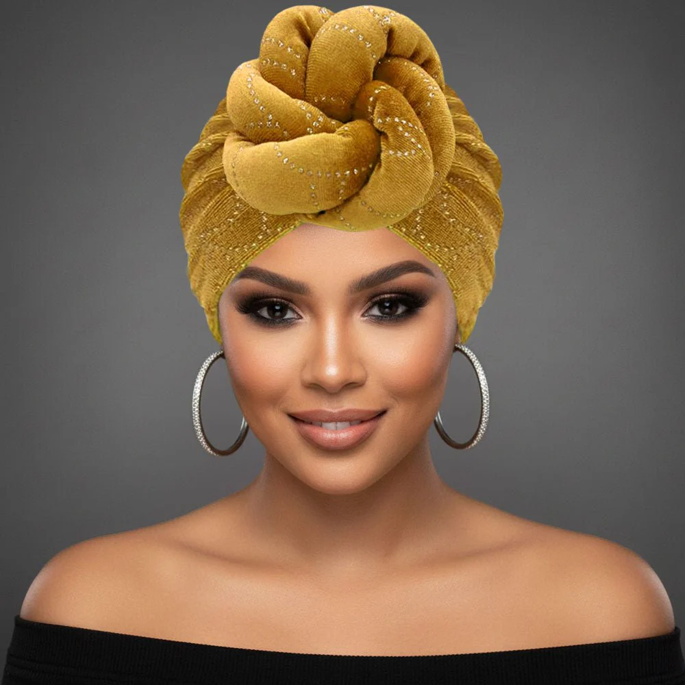Elegant Rhinestone Studded Knot Turban Hair Wrap - Image 2
