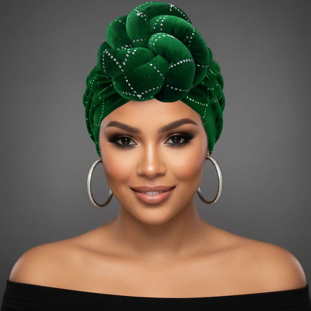 Elegant Rhinestone Studded Knot Turban Hair Wrap - Image 3