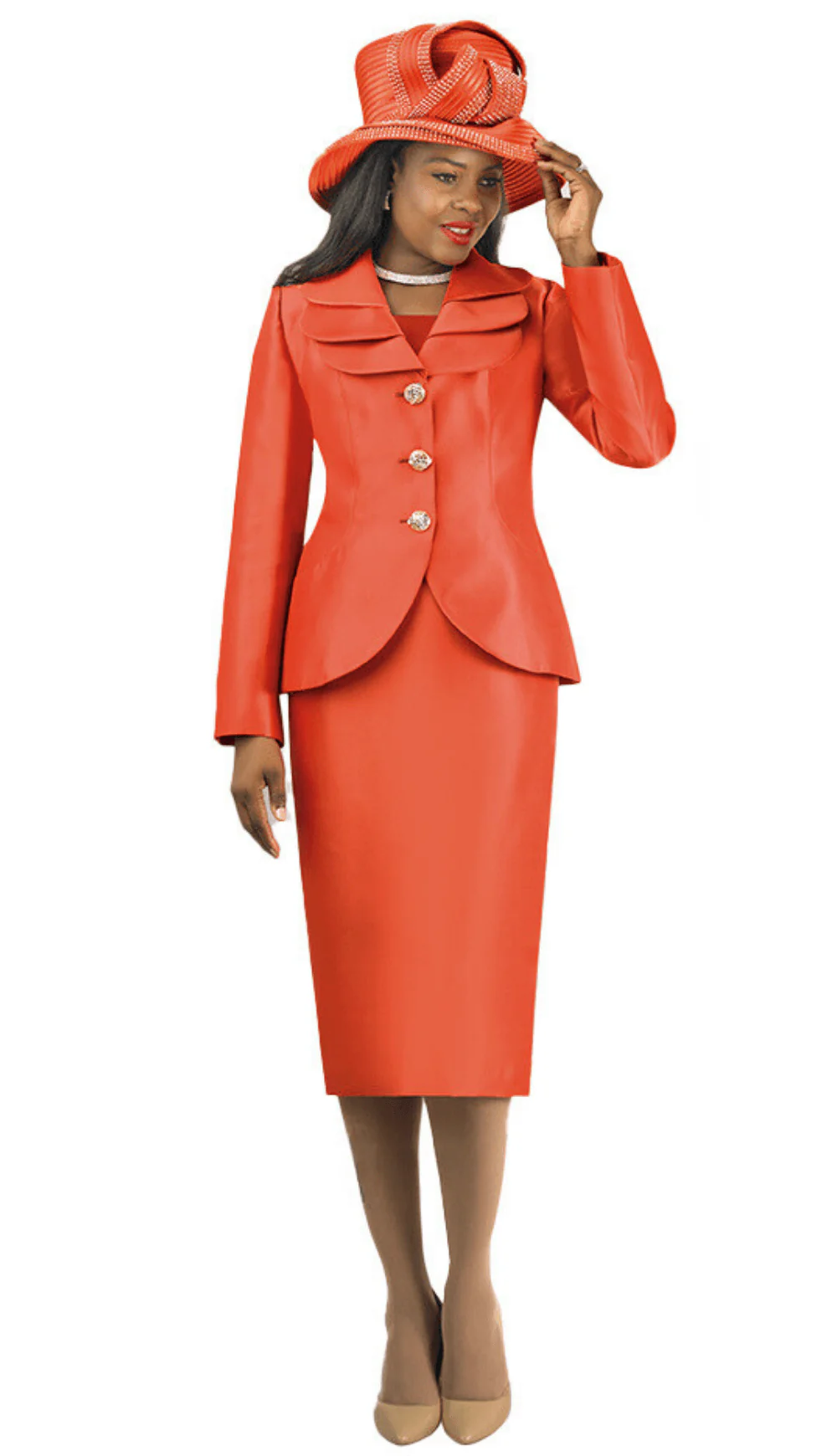 Elegant Tiered-Collar Two-Piece Skirt Suit by Lily & Taylor - Image 3